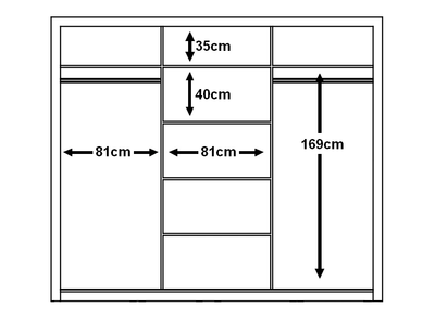 Arti 2 - 3 Sliding Door Wardrobe 250cm - Interior Specification