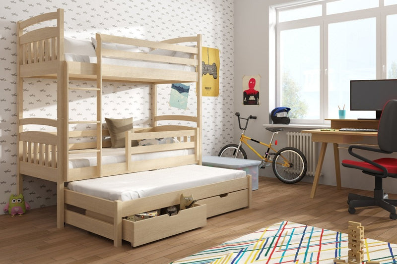 Alan Bunk Bed with Trundle and Storage [Pine]- Product Arrangement 