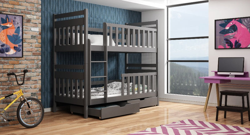 Wooden Bunk Bed Monika with Storage [Graphite] - Product Arrangement 