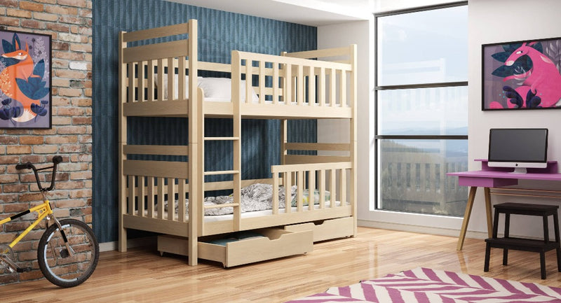 Wooden Bunk Bed Monika with Storage [Pine] - Product Arrangement 