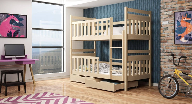 Wooden Bunk Bed Monika with Storage [Pine] - Product Arrangement 