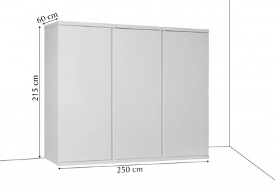 Arti 2 - 3 Sliding Door Wardrobe 250cm - External Dimensions