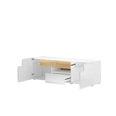 Toledo 41 TV Cabinet 159cm [Front White Gloss & San Remo Oak with White Matt Carcass] - Interior Layout 