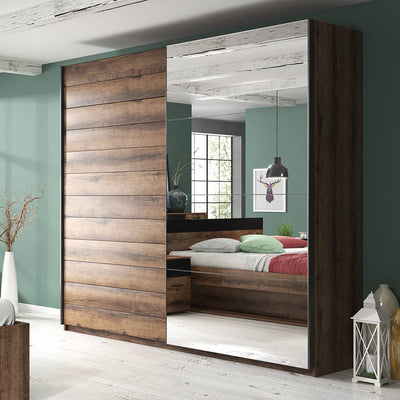 Beta Sliding Door Mirrored Wardrobe [Oak] - Lifestyle Image