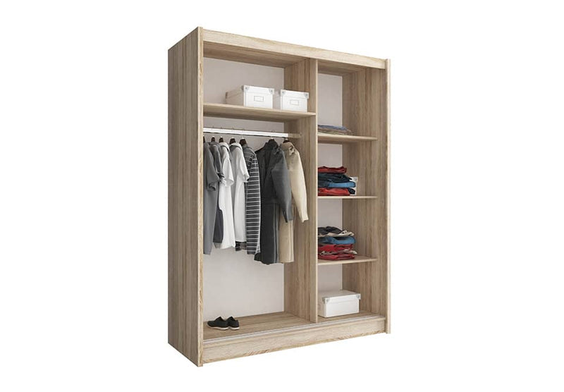 Wiki Sliding Door Wardrobe 150cm [Oak] - Interior Layout