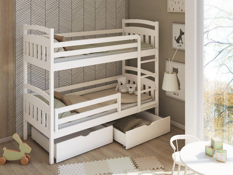 Wooden Bunk Bed Gabi with Storage [White] - Product Arrangement 
