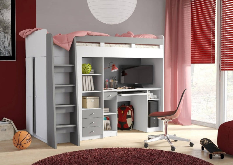 Cabin Bed Unit With Wardrobe [Grey] - Lifestyle Image 2