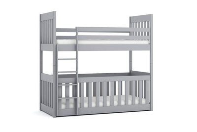 Wooden Bunk Bed Cris with Cot Bed [Grey] - White Background