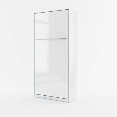 CP-03 Vertical Wall Bed Concept Pro 90cm with Storage Cabinet [White Gloss] - White Background