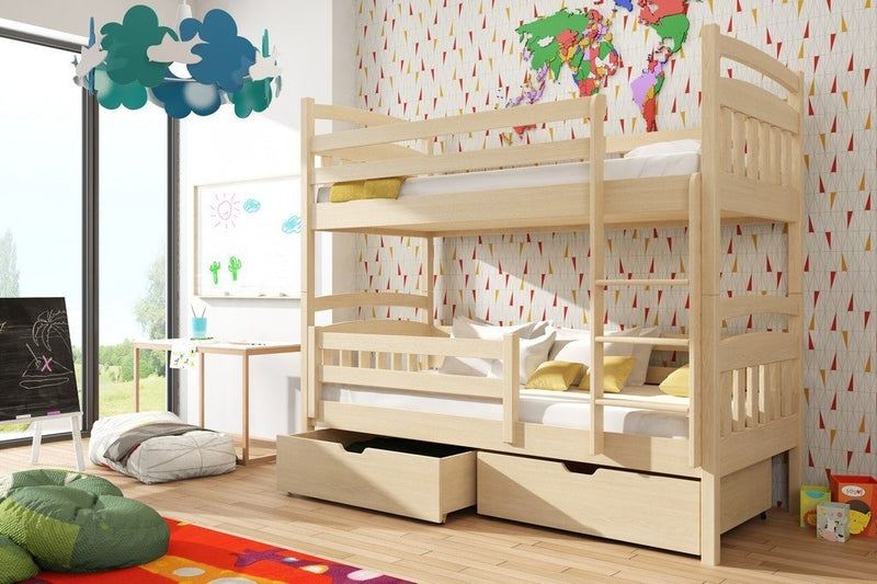 Wooden Bunk Bed Gabi with Storage [Pine] - Product Arrangement 