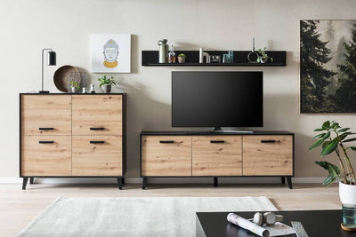 Artona VE Living Room Set [Oak] - Lifestyle Image