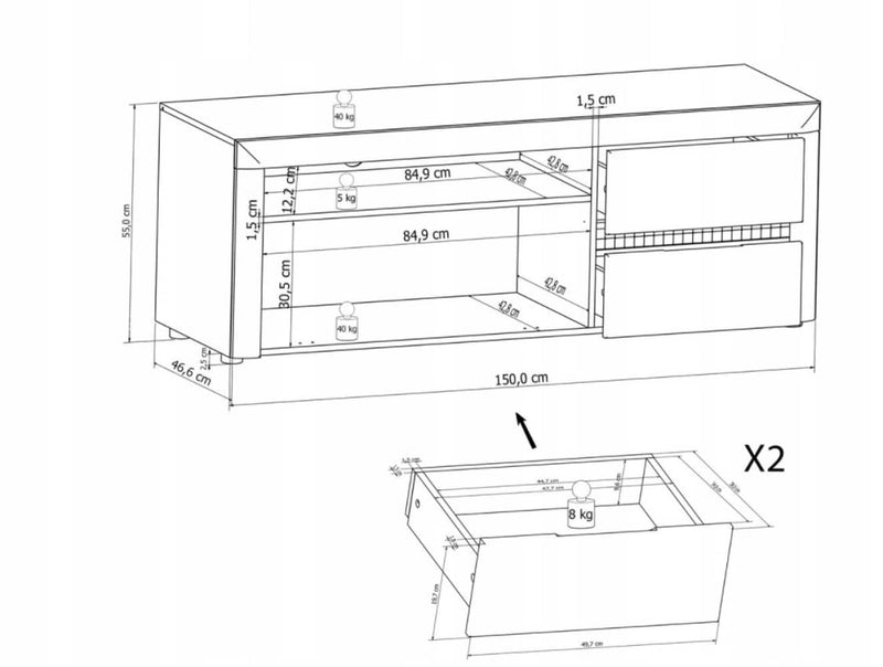 Mosaic 05 TV Cabinet with Drawers