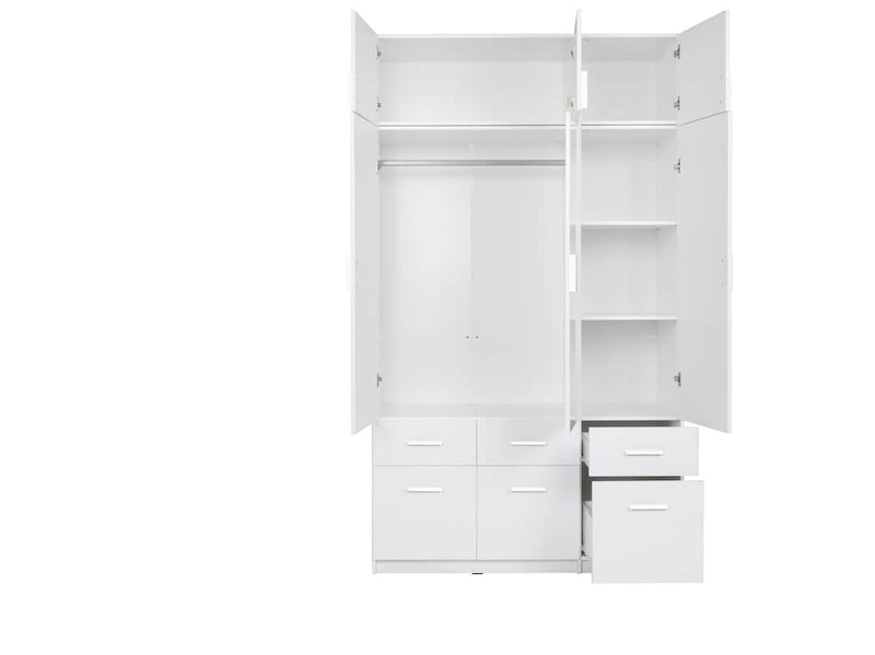 Alpin Hinged Door Wardrobe 136cm With Optional Storage Cabinet - Inside Layout