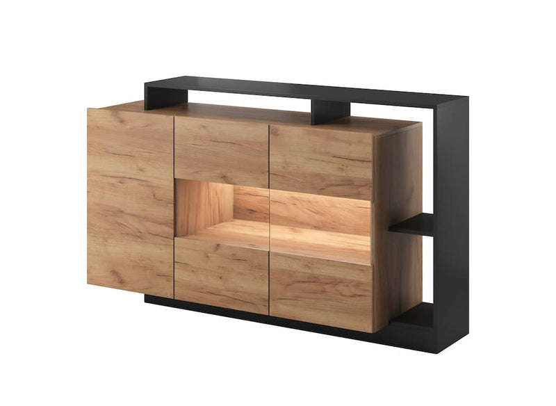 Alva Display Sideboard Cabinet 155cm [Black] - White Background