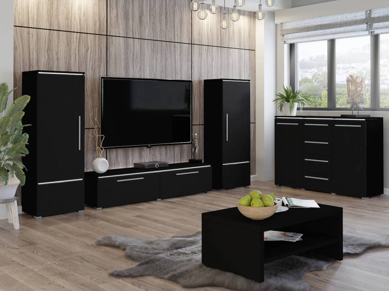 Amber Living Room Set [Black] - Lifestyle Image