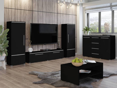 Amber Living Room Set [Black] - Lifestyle Image 