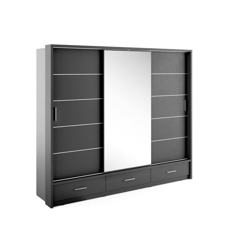 Arti 1 - 3 Sliding Door Wardrobe 250cm [Black] - White Background