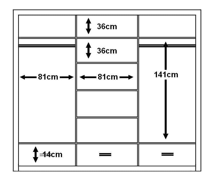 Arti 23 - 3 Sliding Door Wardrobe 250cm - Product Specifications