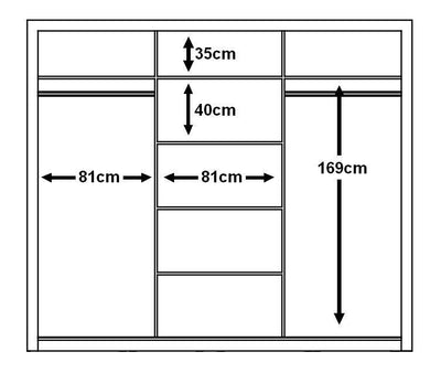 Idea 01 - 3 Sliding Door Wardrobe 250cm - Product Specifications