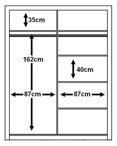 Arti 3 - 2 Sliding Door Wardrobe 181cm - Internal Specifications