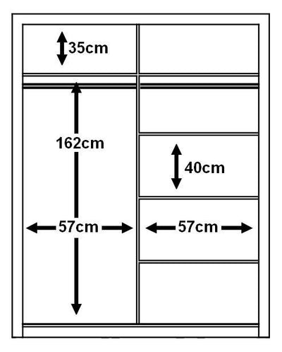 Arti 6 - 2 Sliding Door Wardrobe 120cm - Interior Dimensions