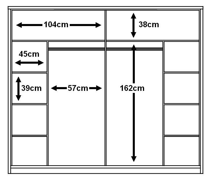 Arti 14 - 2 Sliding Door Wardrobe 220cm - Dimension Specification