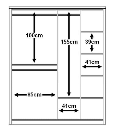 Arti 17 - 2 Sliding Door Wardrobe 180cm - Internal Specifications