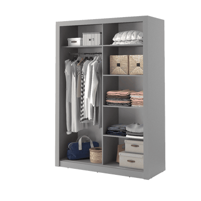 Arti 4 - 2 Sliding Door Wardrobe 150cm [Grey] - Interior Layout With Clothes