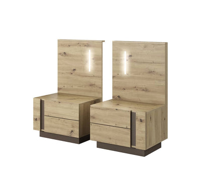Arco Bedside Cabinets 60cm [Set Of Two] - Oak Artisan - White Background