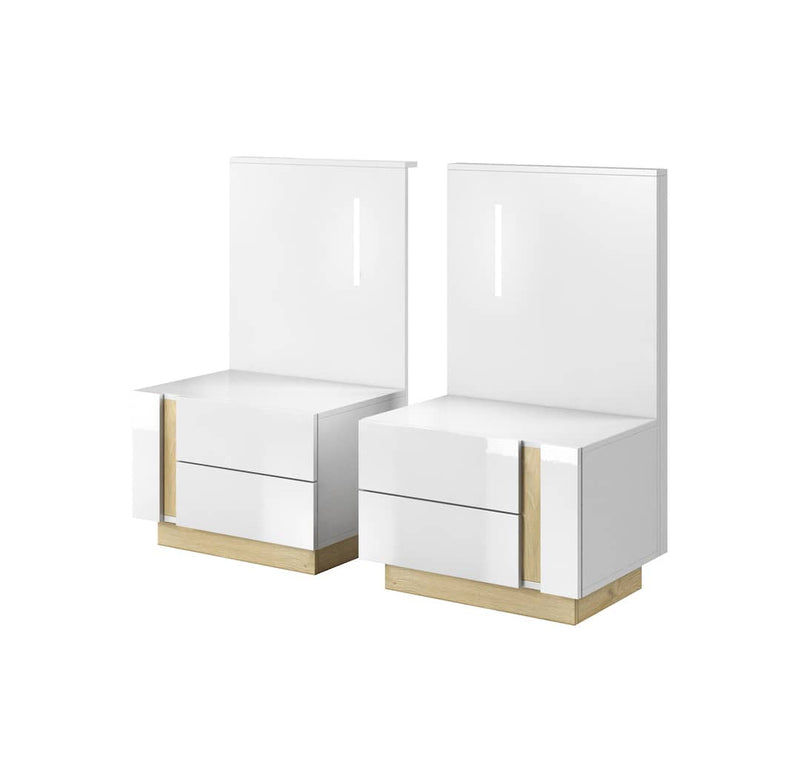 Arco Bedside Cabinets 60cm [Set Of Two] - White - White Background