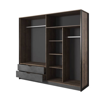 Arden Hinged Door Wardrobe 220cm [Oak] - Interior Layout