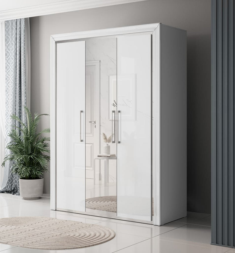Arno Hinged Door Wardrobe 155cm [White] - Lifestyle Image