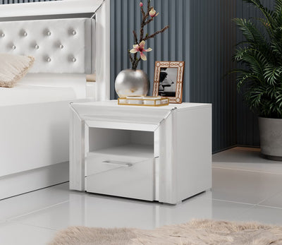 Arno Bedside Cabinet 60cm [White] - Lifestyle Image
