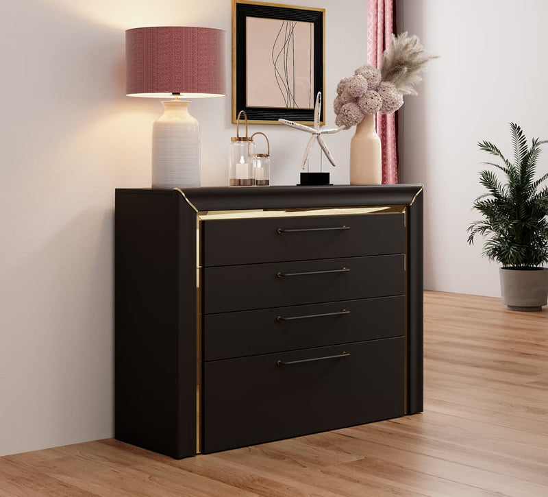 Arno Chest Of Drawers 120cm [Black] - Lifestyle Image