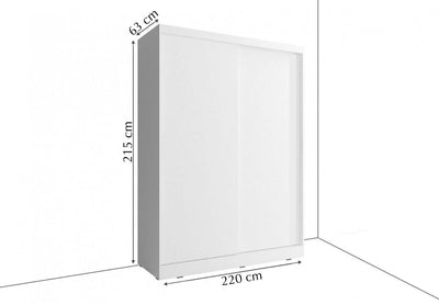 Arti 14 - 2 Sliding Door Wardrobe 220cm - External Dimensions