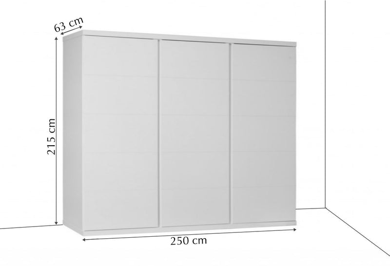 Arti 1 - 3 Sliding Door Wardrobe 250cm Exterior Dimensions