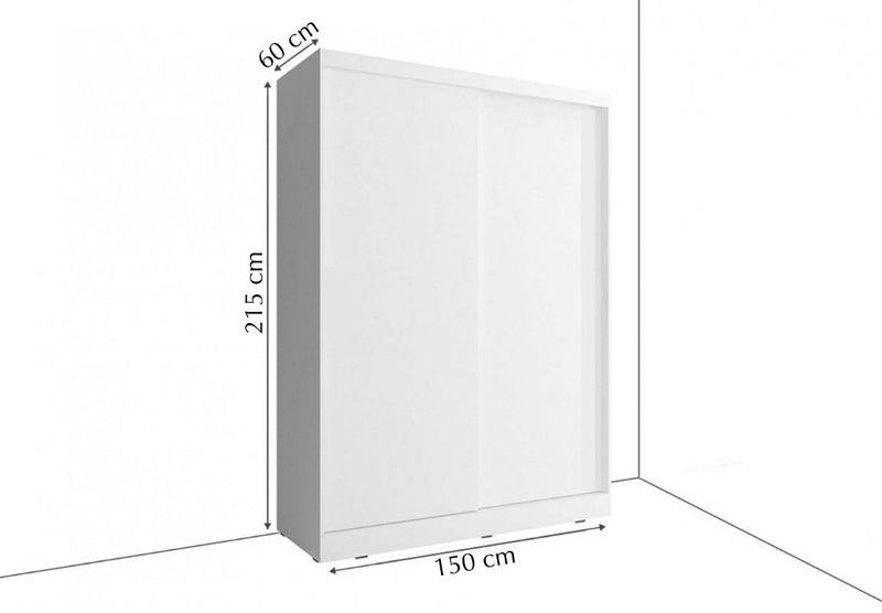 Arti 4 - 2 Sliding Door Wardrobe 150cm - External Dimensions