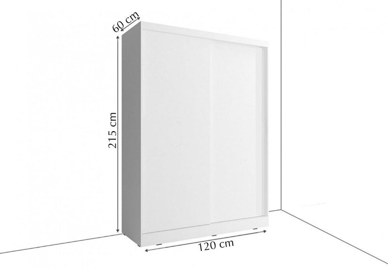 Arti 6 - 2 Sliding Door Wardrobe 120cm - External Dimensions