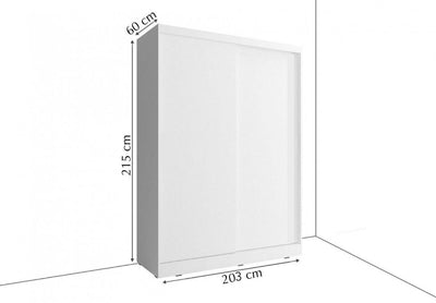 Arti 8 - 2 Sliding Door Wardrobe 203cm - External Dimensions
