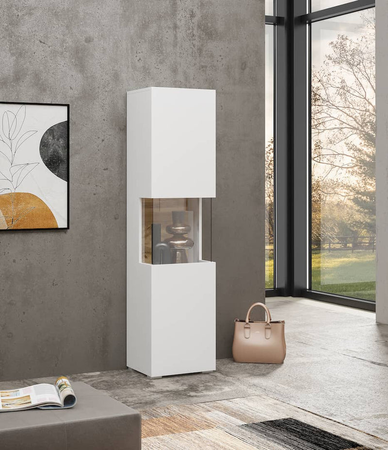 Ava 05 Tall Display Cabinet 36cm [White] - Lifestyle Image