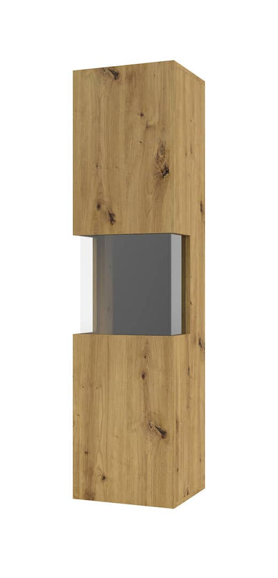 Ava 05 Tall Display Cabinet 36cm [Oak] - White Background 2
