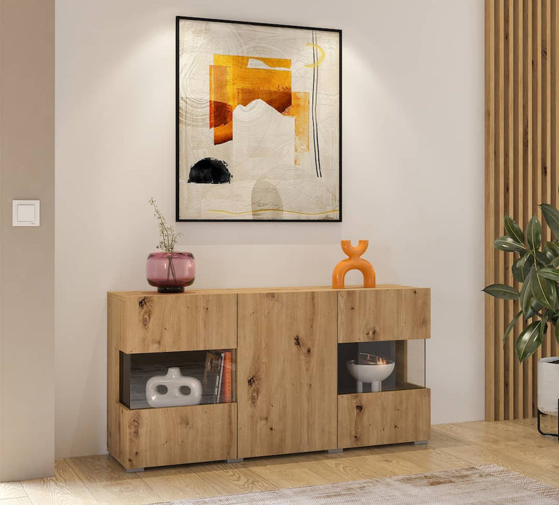 Ava 25 Display Sideboard Cabinet 120cm [Oak] - Lifestyle Image