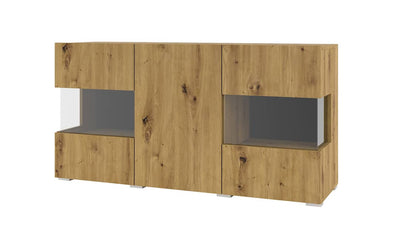 Ava 25 Display Sideboard Cabinet 120cm [Oak] - White Background 2