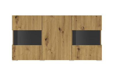Ava 25 Display Sideboard Cabinet 120cm [Oak] - White Background 3