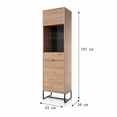 Amber Tall Display Cabinet 53cm - Product Dimensions