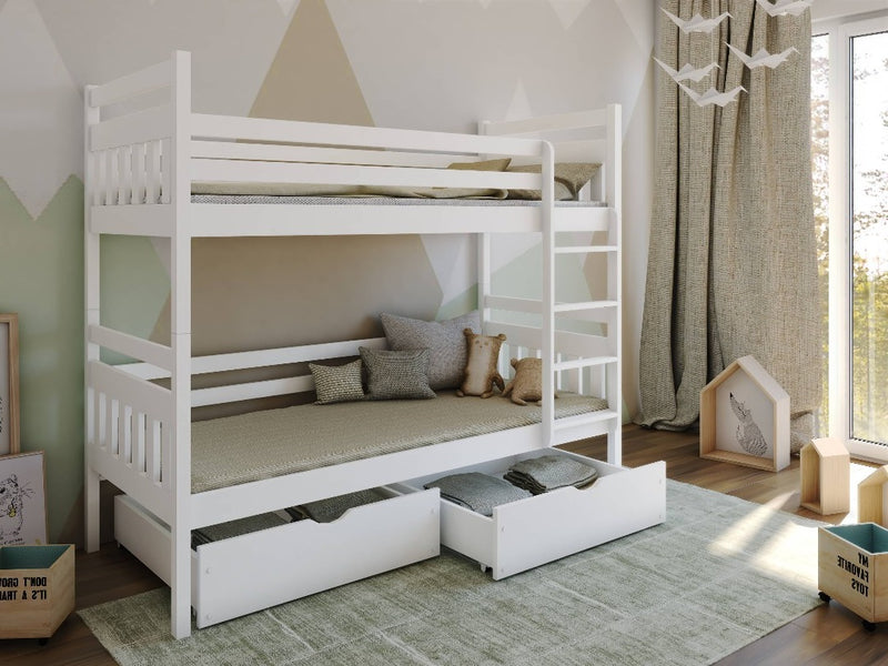 Wooden Bunk Bed Adas with Storage [White] - Product Arrangement 