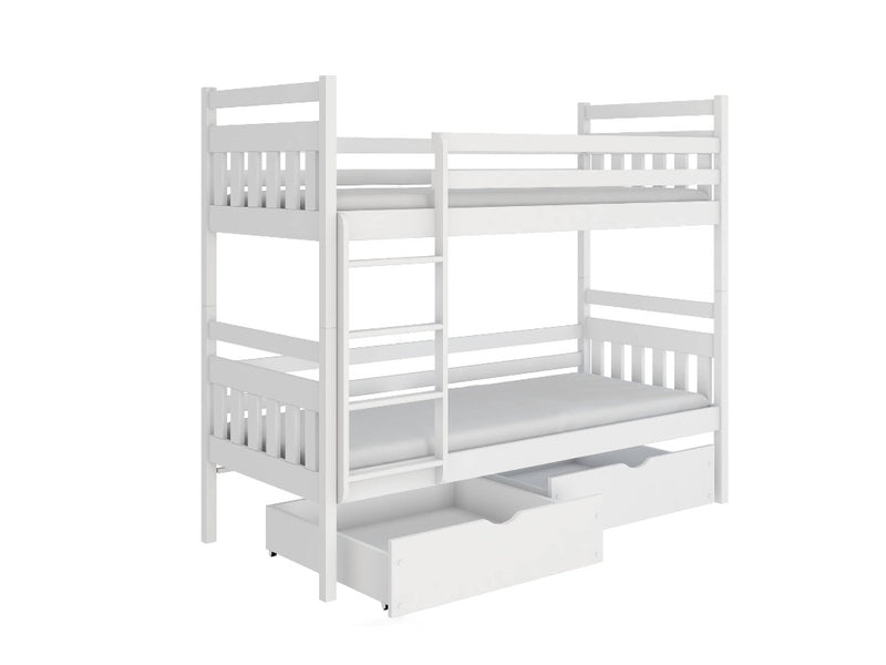 Wooden Bunk Bed Adas with Storage [White] - White Background