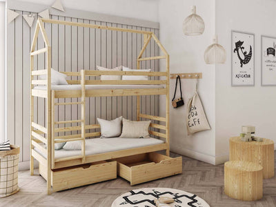 Wooden Bunk Bed Alex With Storage [Pine] - Product Arrangement #1