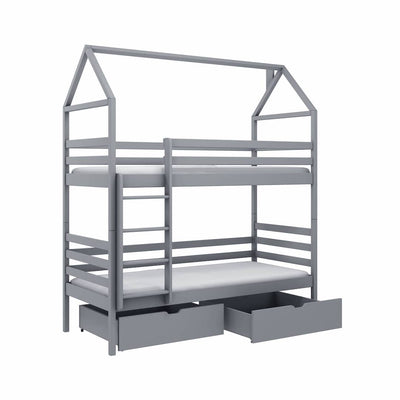 Wooden Bunk Bed Alex With Storage [Grey] - White Background #1