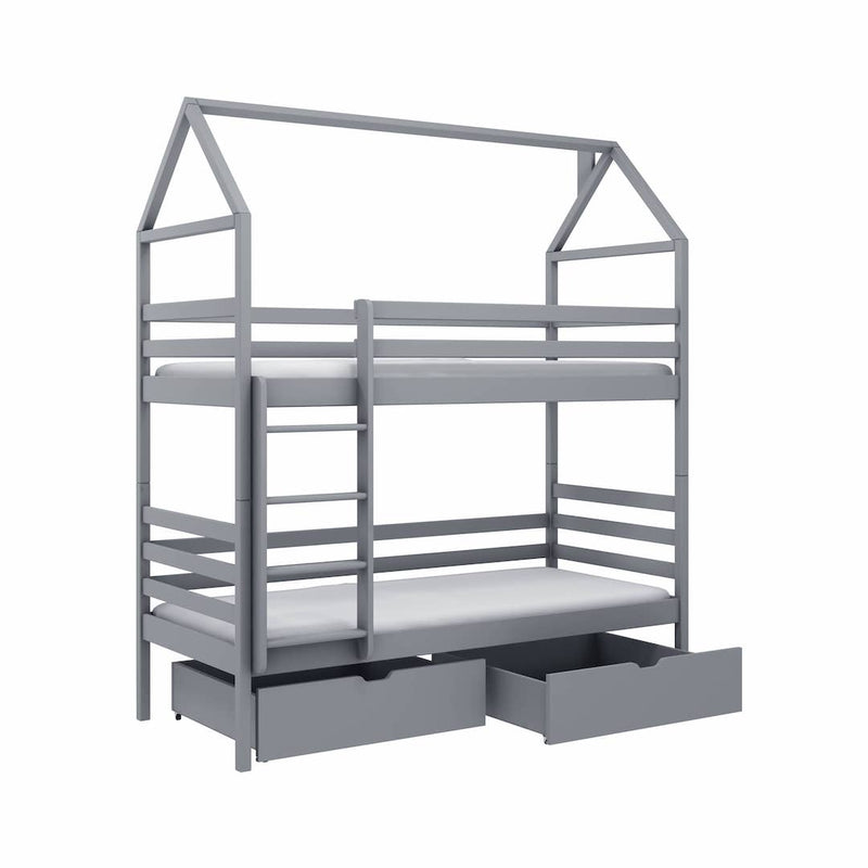 Wooden Bunk Bed Alex With Storage [Grey] - White Background 
